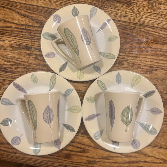 6 PIECE SET Portmeirion Seasons Leaves - 3 Plates 3 Mugs By Susan Williams-Ellis - Picture 1 of 14